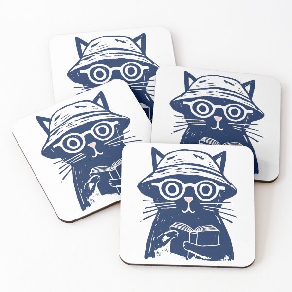 Item preview, Cat Reading Book with Bucket Hat Print designed and sold by daldadesign.