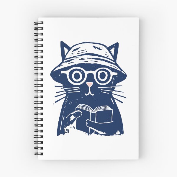 Item preview, Cat Reading Book with Bucket Hat Print designed and sold by daldadesign.