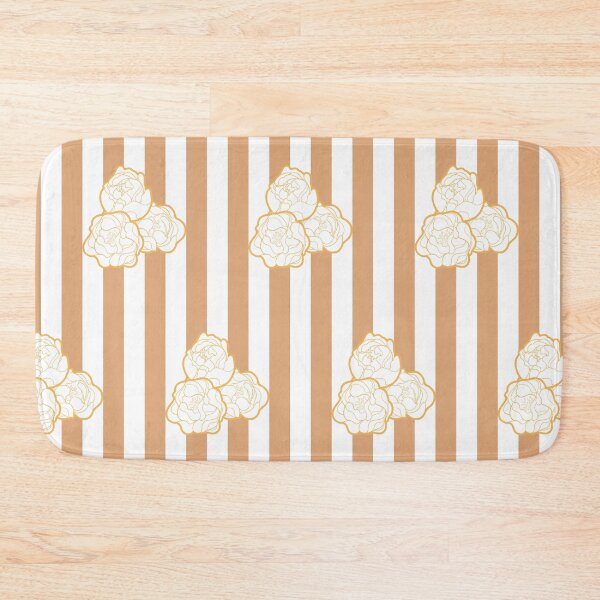 Item preview, Peonies on Stripes - Ochre designed and sold by prynadd / Alena's Magic Patterns.