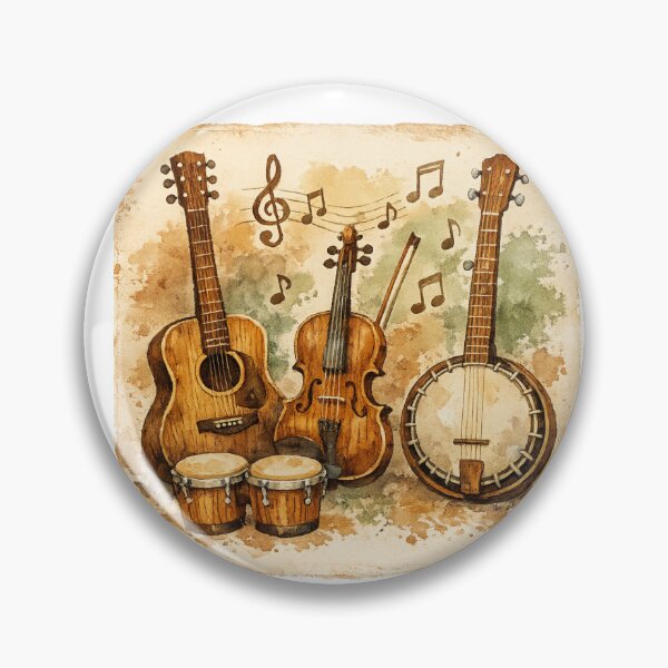 Item preview, Rustic Watercolor Musical Instruments Art | Guitar Violin Banjo Harmony Design designed and sold by EdgeSphere.