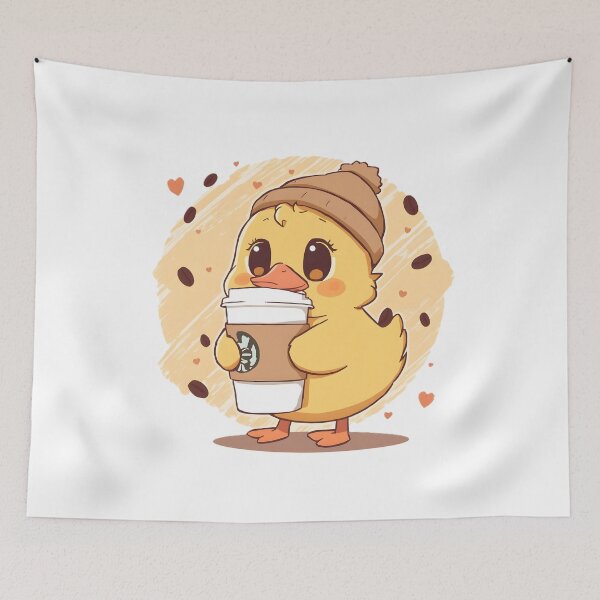 Item preview, Cute Coffee Duck Sticker | Kawaii Duck with Latte | Cozy Winter Duck Illustration designed and sold by dreamz-world.