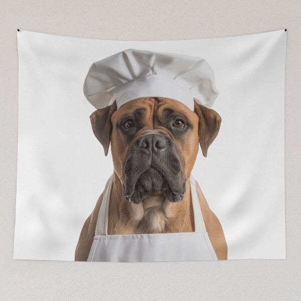 Item preview, Funny Bullmastiff Dog Chef Realistic Animal Cooking Humor Art designed and sold by LazyOwlStore.