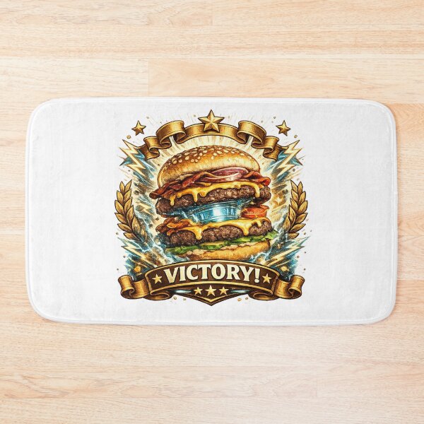 Item preview, Victory: Double Patty Championship Burger Laurel Wreath Gold Badge designed and sold by irfanshikh.
