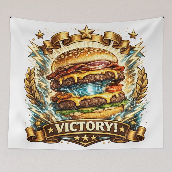 Item preview, Victory: Double Patty Championship Burger Laurel Wreath Gold Badge designed and sold by irfanshikh.
