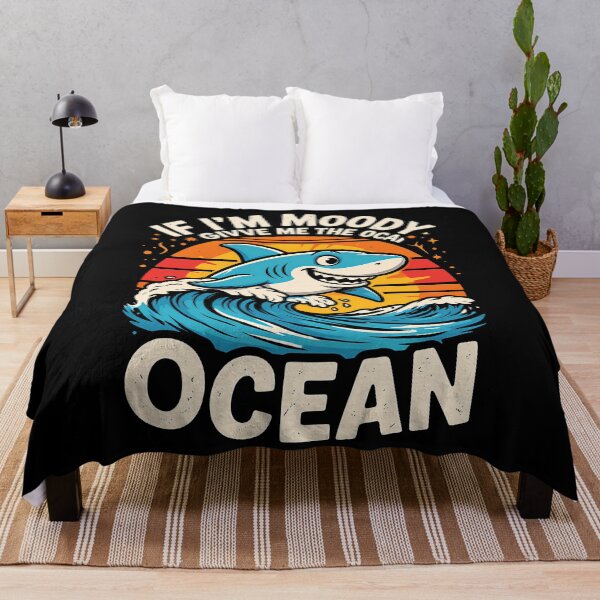 Item preview, If I'm Moody Givve Me The Ocean Cute Cartoon Shark Sunset Wave Ocean Lover designed and sold by yoddel.