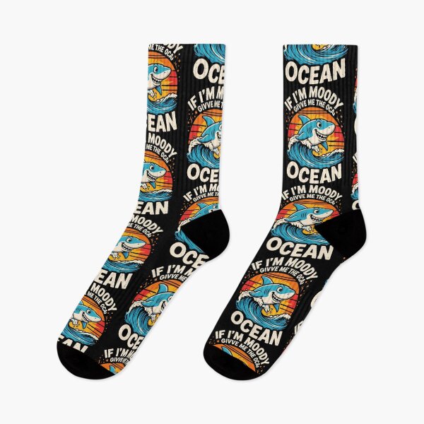 Item preview, If I'm Moody Givve Me The Ocean Cute Cartoon Shark Sunset Wave Ocean Lover designed and sold by yoddel.