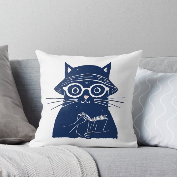 Item preview, Cat Reading Book White Line Art Print designed and sold by daldadesign.