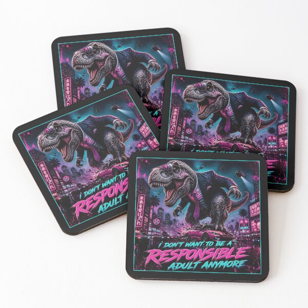 Item preview, Not a Responsible Adult - Funny Cyberpunk T-Rex Meme designed and sold by RareVisuals.