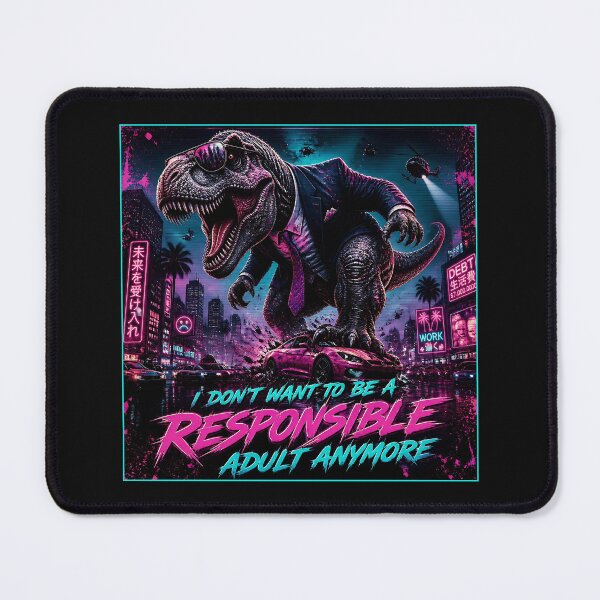 Item preview, Not a Responsible Adult - Funny Cyberpunk T-Rex Meme designed and sold by RareVisuals.