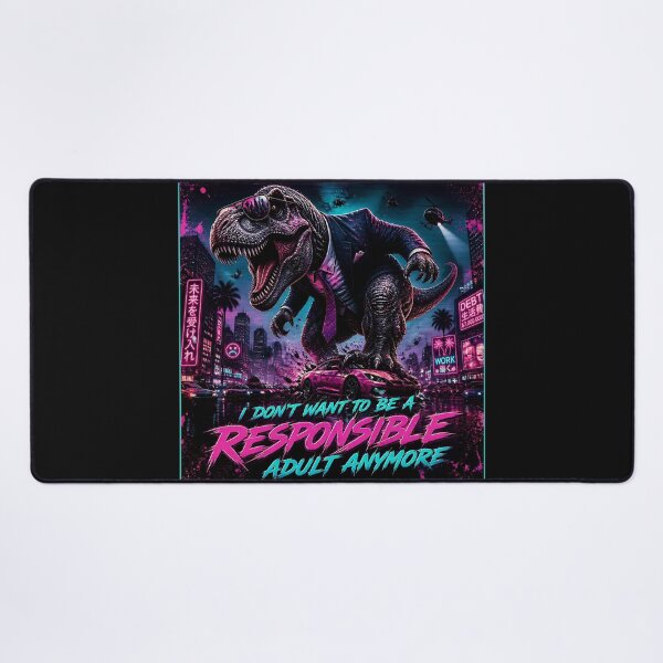Item preview, Not a Responsible Adult - Funny Cyberpunk T-Rex Meme designed and sold by RareVisuals.