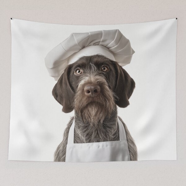Item preview, Funny German Wirehaired Pointer Dog Chef Realistic Animal Cooking Humor Art designed and sold by LazyOwlStore.