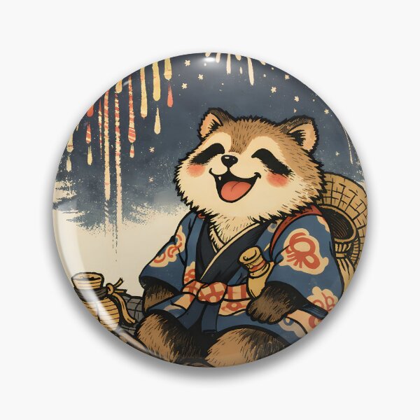 Item preview, Vintage Tanuki Matsuri - Japanese Ukiyo-e Fireworks Poster designed and sold by AuraArtistica.