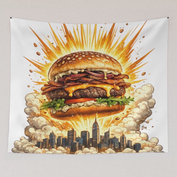 Item preview, Burger Apocalypse NYC: Mushroom Cloud Explosion Skyline Comedy Extreme designed and sold by irfanshikh.