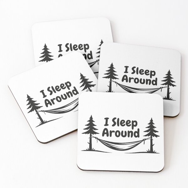 Item preview, I Sleep Around – Minimalist Hammock Camping Line Art designed and sold by GabeMountainArt.