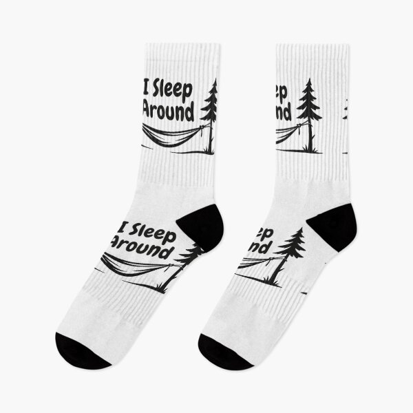 Item preview, I Sleep Around – Minimalist Hammock Camping Line Art designed and sold by GabeMountainArt.