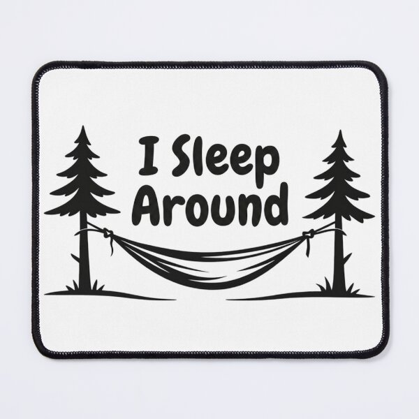 Item preview, I Sleep Around – Minimalist Hammock Camping Line Art designed and sold by GabeMountainArt.