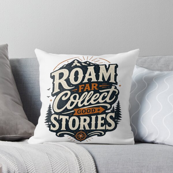 Item preview, Roam Far Collect Good Stories | Vintage Adventure Typography T-Shirt designed and sold by D.Shop.