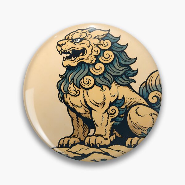 Item preview, Vintage Komainu Wave - Japanese Ukiyo-e Lion Guardian Poster designed and sold by AuraArtistica.
