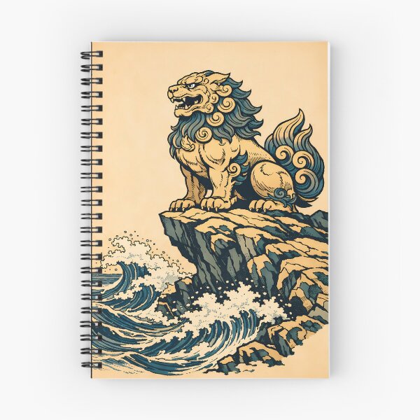 Item preview, Vintage Komainu Wave - Japanese Ukiyo-e Lion Guardian Poster designed and sold by AuraArtistica.