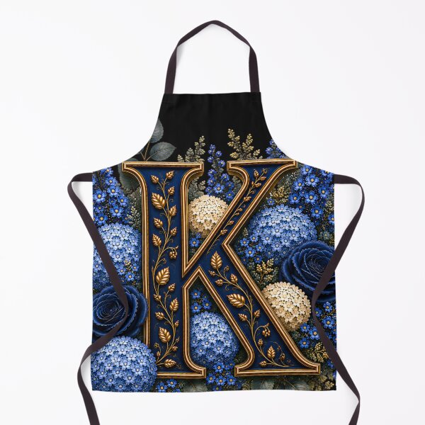 Item preview, Elegant Letter K Monogram with Blue Hydrangeas & Gold Botanical Design | Luxury Floral Initial Art designed and sold by MoodLay.