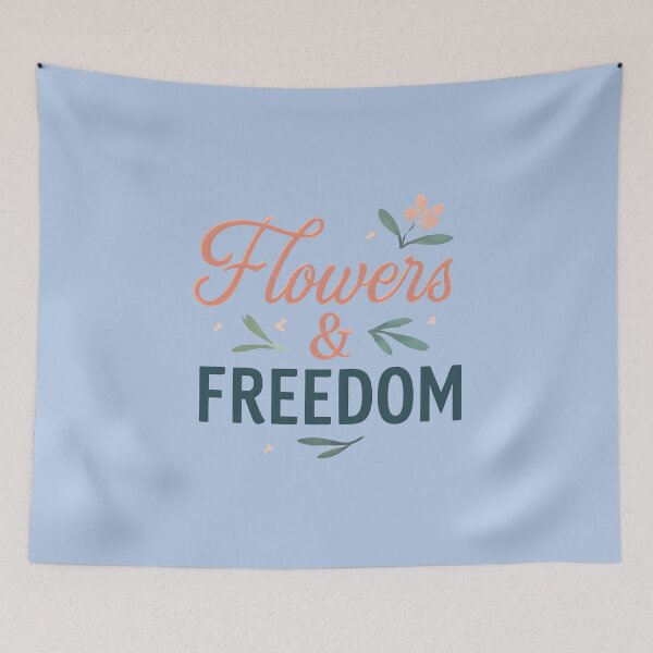 Item preview, Flowers & Freedom – Feminine Floral Typography Boho Aesthetic Design designed and sold by KAM-KAM-STORE.