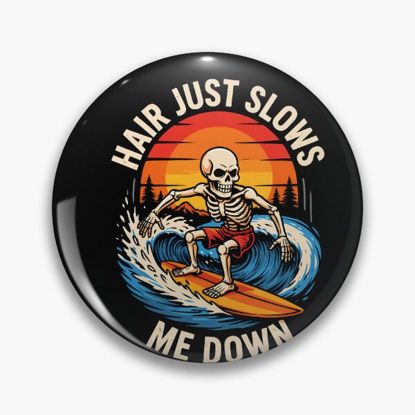 Item preview, Hair Just Slows Me Down Bald Skeleton Surfer Sunset Ocean Wave Humor designed and sold by yoddel.