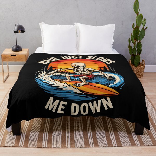 Item preview, Hair Just Slows Me Down Bald Skeleton Surfer Sunset Ocean Wave Humor designed and sold by yoddel.