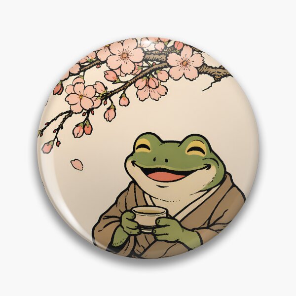 Item preview, Vintage Sake Frog - Japanese Ukiyo-e Cherry Blossom Poster designed and sold by AuraArtistica.