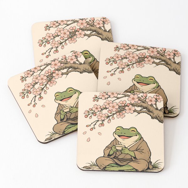 Item preview, Vintage Sake Frog - Japanese Ukiyo-e Cherry Blossom Poster designed and sold by AuraArtistica.