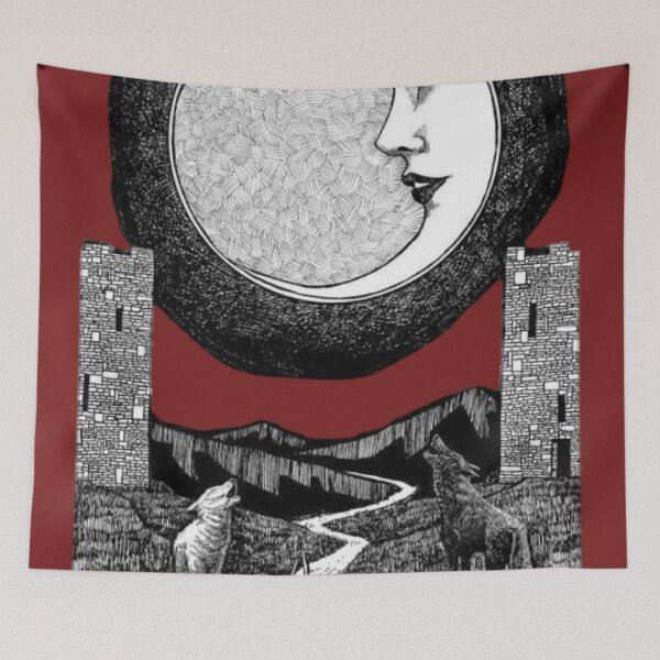 Item preview, The Moon XVIII: Traditional Tarot Card Illustration designed and sold by 63Hotpeppers.
