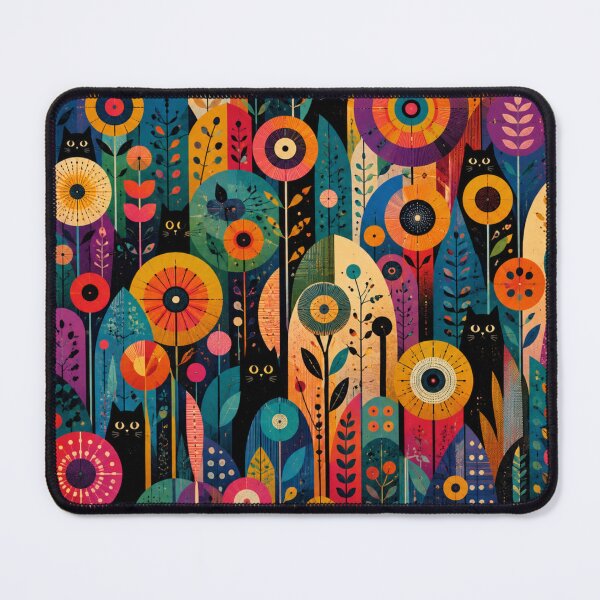 Item preview, Hidden Silhouette Cats Among Mid Century Wildflowers designed and sold by Mindworx21.