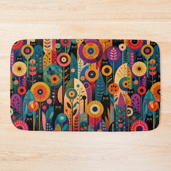 Item preview, Hidden Silhouette Cats Among Mid Century Wildflowers designed and sold by Mindworx21.