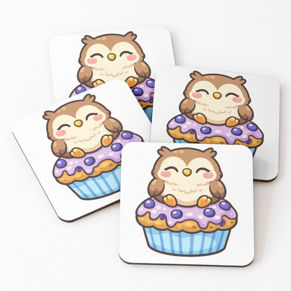 Item preview, Cute Owl Muffin - Kawaii Chubby Bird Sweet Dessert Sticker designed and sold by AuraArtistica.