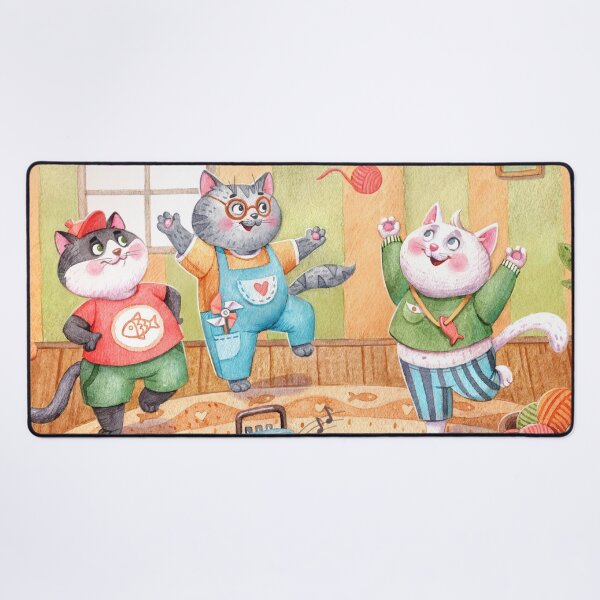 Item preview, Watercolor Cute Cats Dancing illustration designed and sold by Sasha Zinch Design.