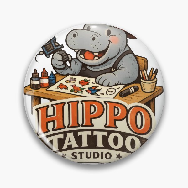 Item preview, Hippo Tattoo Studio Whimsical Studio Mascot designed and sold by TheRealTaria.