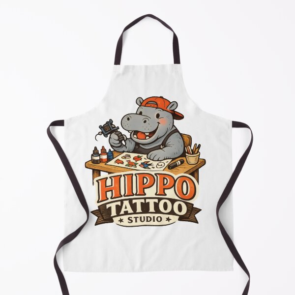 Item preview, Hippo Tattoo Studio Whimsical Studio Mascot designed and sold by TheRealTaria.