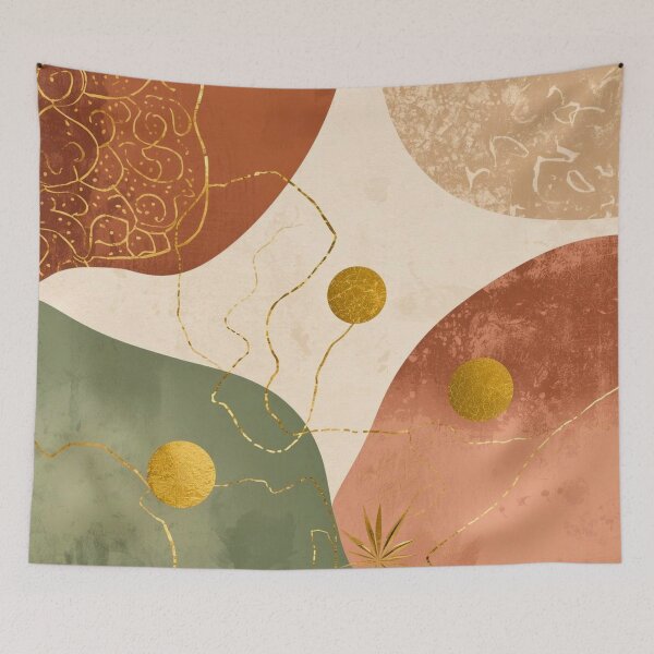Item preview, Modern Abstract Boho Geometric Wall Art | Earth Tone Minimalist Gold Line Design designed and sold by lavanya11.