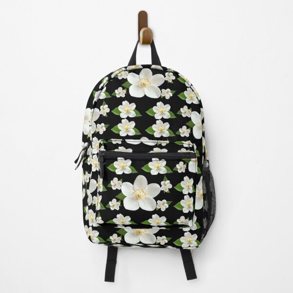 Item preview, Elegant White Jasmine Blooms on Black – Dark Floral Minimalist Aesthetic designed and sold by Jyoti-Quotes.