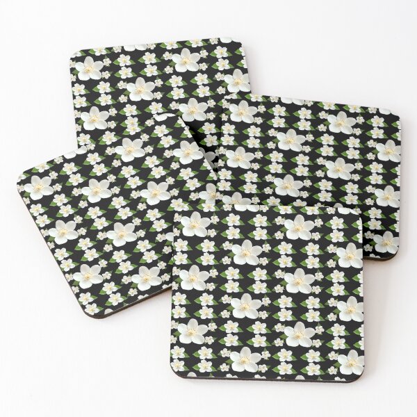 Item preview, Elegant White Jasmine Blooms on Black – Dark Floral Minimalist Aesthetic designed and sold by ​Jyoti Digital Artist.