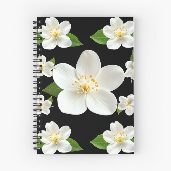 Item preview, Elegant White Jasmine Blooms on Black – Dark Floral Minimalist Aesthetic designed and sold by Jyoti-Quotes.