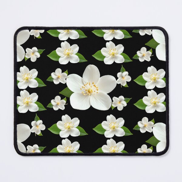 Item preview, Elegant White Jasmine Blooms on Black – Dark Floral Minimalist Aesthetic designed and sold by Jyoti-Quotes.