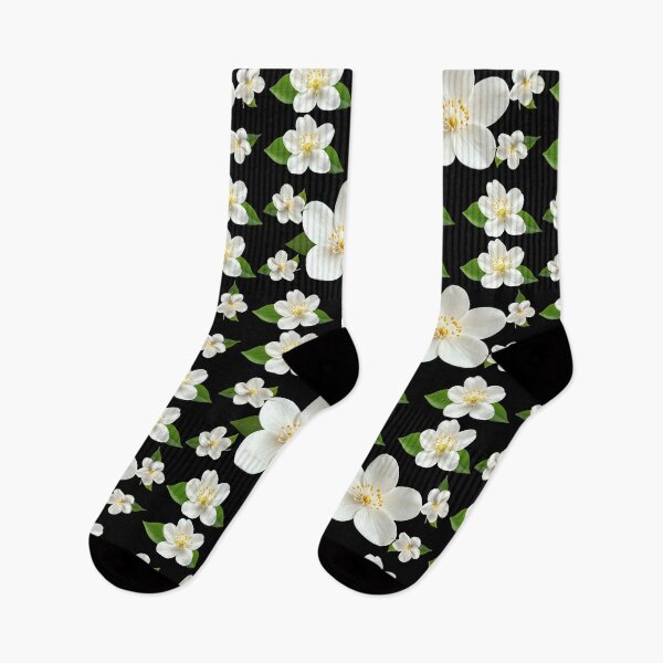 Item preview, Elegant White Jasmine Blooms on Black – Dark Floral Minimalist Aesthetic designed and sold by ​Jyoti Digital Artist.