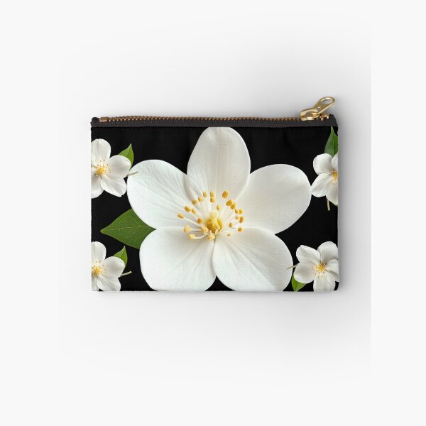 Item preview, Elegant White Jasmine Blooms on Black – Dark Floral Minimalist Aesthetic designed and sold by Jyoti-Quotes.