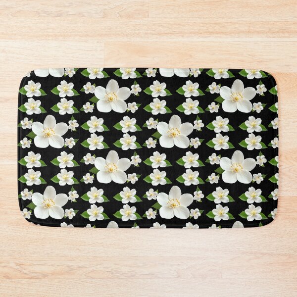Item preview, Elegant White Jasmine Blooms on Black – Dark Floral Minimalist Aesthetic designed and sold by Jyoti-Quotes.