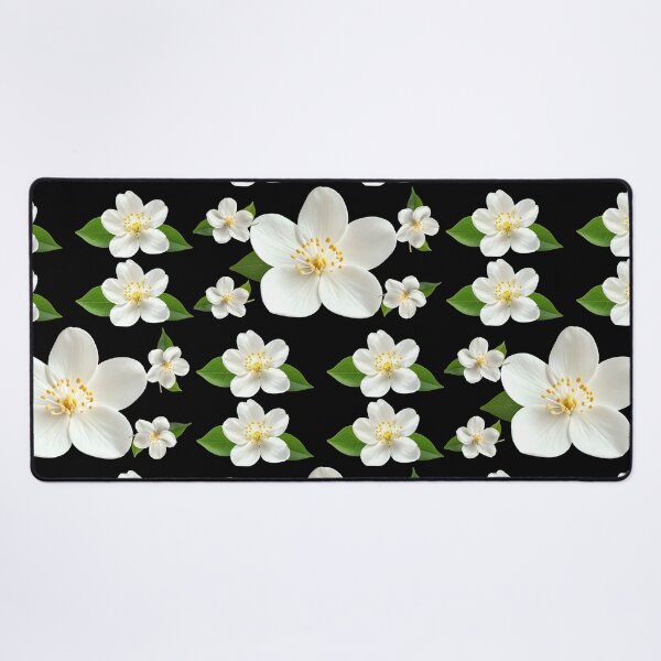 Item preview, Elegant White Jasmine Blooms on Black – Dark Floral Minimalist Aesthetic designed and sold by Jyoti-Quotes.