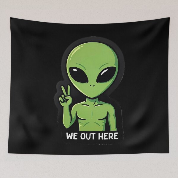 Item preview, We Out Here Cute Green Alien Peace Sign Extraterrestrial Ufo Aesthetic designed and sold by yoddel.