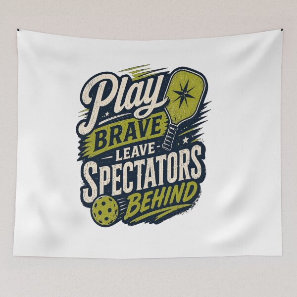 Item preview, Play Brave Leave Spectators Behind | Vintage Pickleball Typography T-Shirt designed and sold by D.Shop.