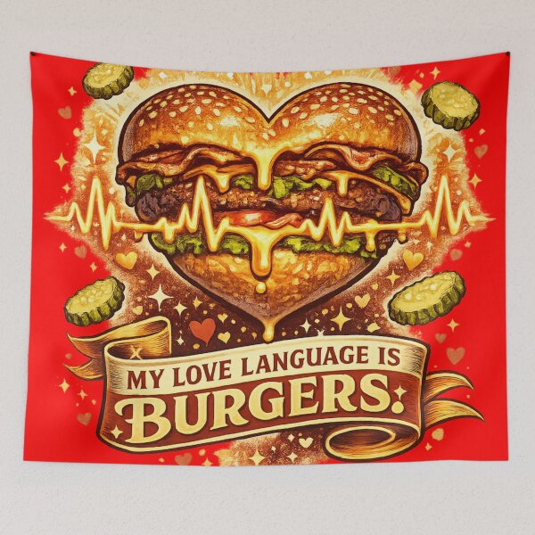 Item preview, My Love Language Is Burgers: Heartbeat EKG Romance Love Declaration designed and sold by irfanshikh.