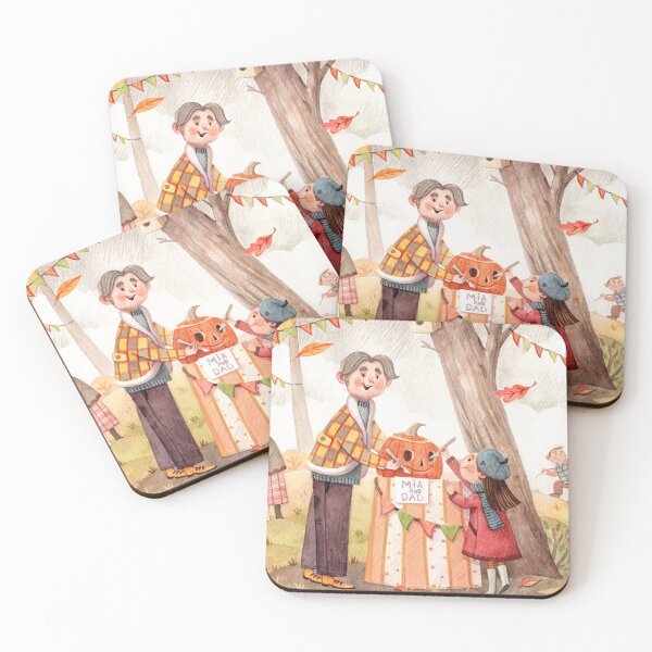 Item preview, Watercolor Autumn Pumpkin Carving illustration Family Fall Festival Illustration Cozy Harvest Scene designed and sold by White Rabbit Design .