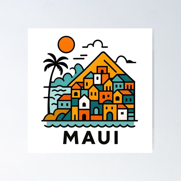 Item preview, Maui Hawaii Travel Souvenir - Volcanic Island & Tropical Beach Art designed and sold by OzzFrequency.